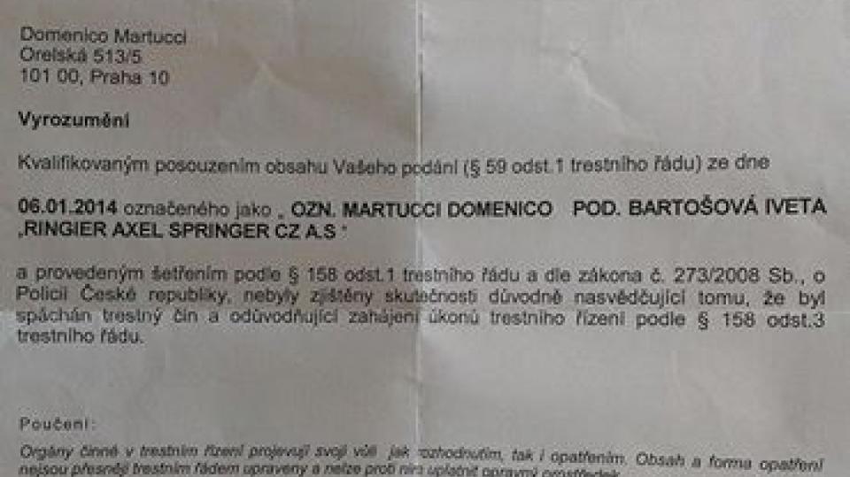 Tento dopis hraběte Martucciho "dostal"